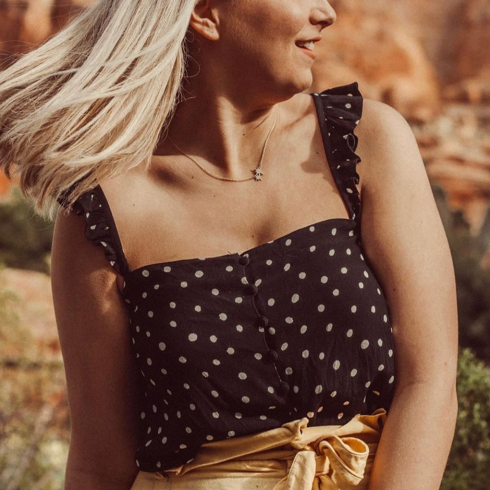 Madewell Ruffle Strap Cami Top Painted Dots